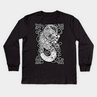 Fenrir - Norse Wolf Knotwork Kids Long Sleeve T-Shirt